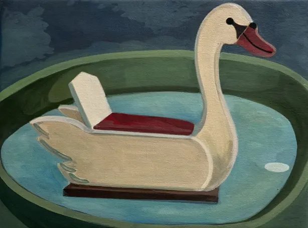 De zwaan die bleef. 40X50 cm. Verkocht.