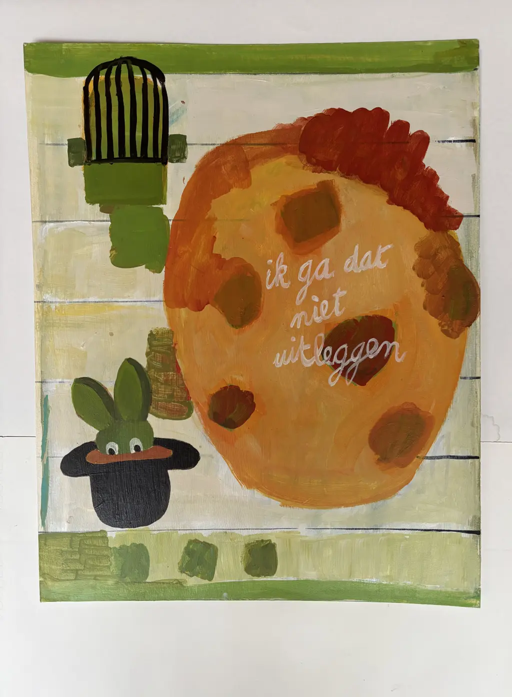 Ik ga dat niet uitleggen. Acryl op karton. 40x50 cm.