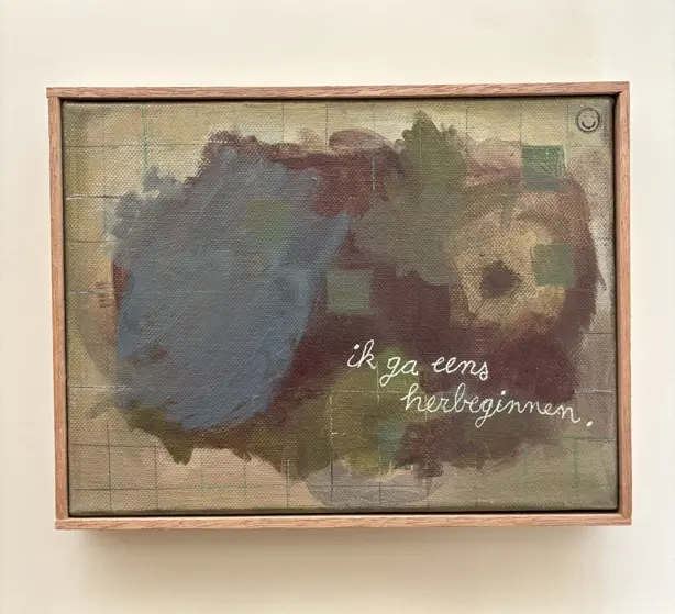'Ik ga eens herbeginnen'. 18x24 cm